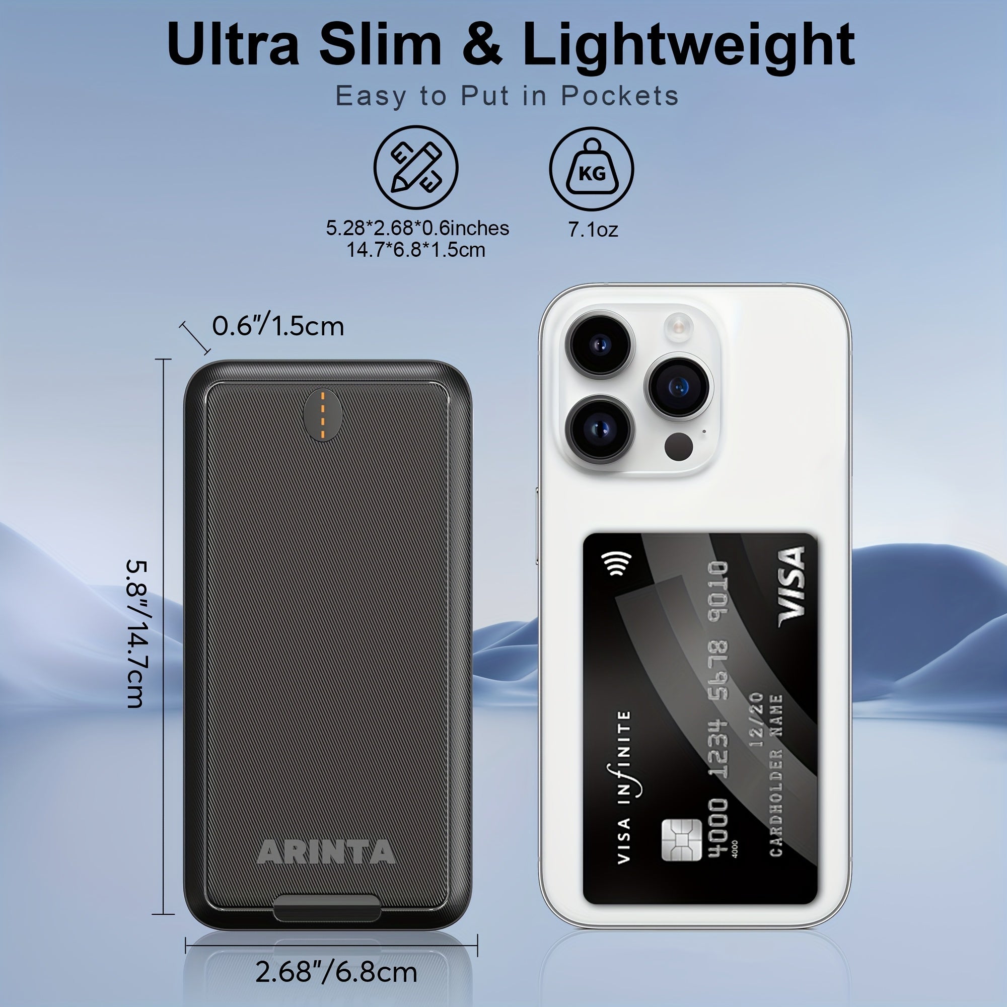 Batterie Portable 10 000 mAh 5V/2A – Power Bank Universelle pour Gilets Chauffants USB & Smartphones | Non Compatible 7,4V - L’ÂME URBAINE LIFESTYLE