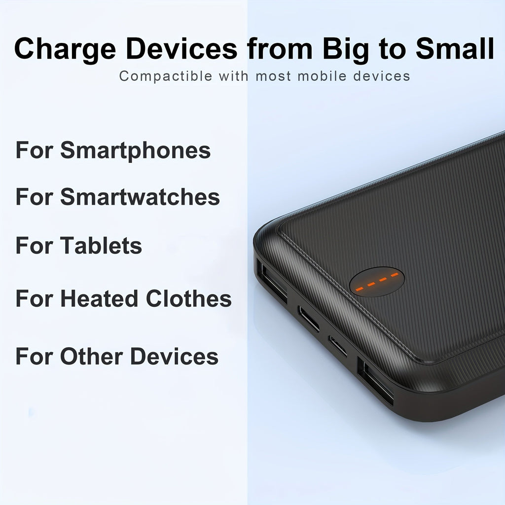 Batterie Portable 10 000 mAh 5V/2A – Power Bank Universelle pour Gilets Chauffants USB & Smartphones | Non Compatible 7,4V - L’ÂME URBAINE LIFESTYLE