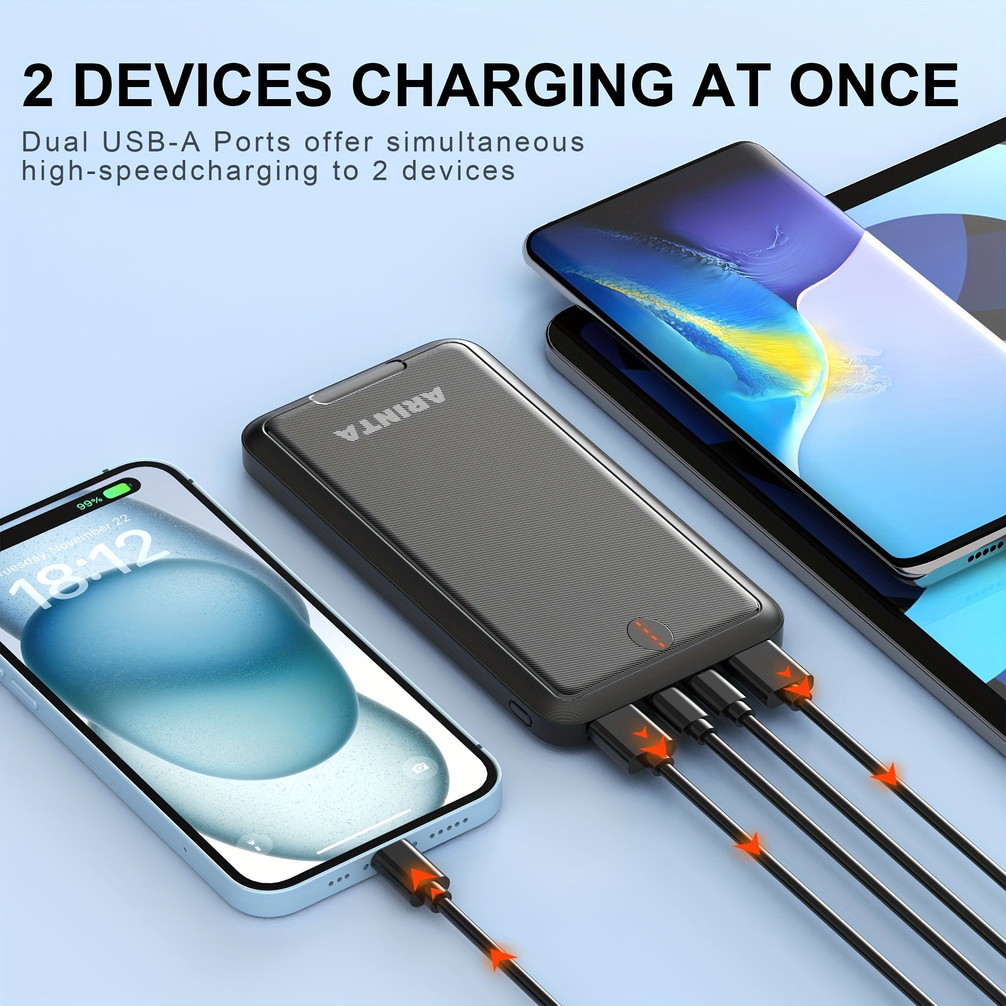 Batterie Portable 10 000 mAh 5V/2A – Power Bank Universelle pour Gilets Chauffants USB & Smartphones | Non Compatible 7,4V - L’ÂME URBAINE LIFESTYLE