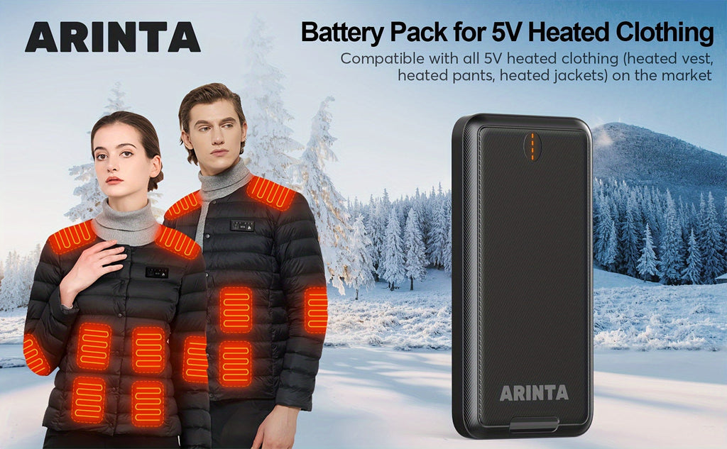 Batterie Portable 10 000 mAh 5V/2A – Power Bank Universelle pour Gilets Chauffants USB & Smartphones | Non Compatible 7,4V - L’ÂME URBAINE LIFESTYLE