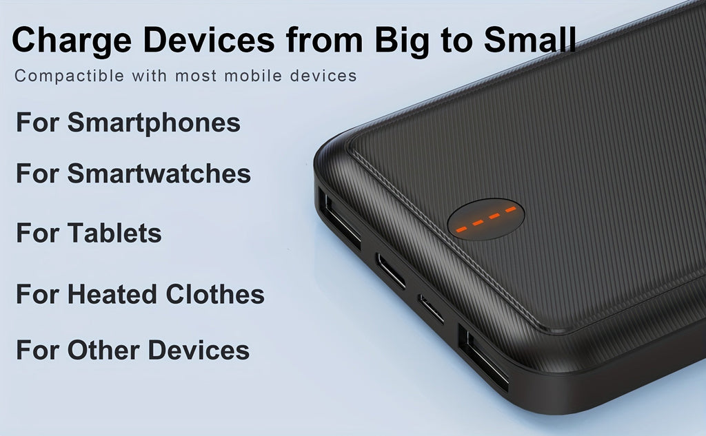 Batterie Portable 10 000 mAh 5V/2A – Power Bank Universelle pour Gilets Chauffants USB & Smartphones | Non Compatible 7,4V - L’ÂME URBAINE LIFESTYLE
