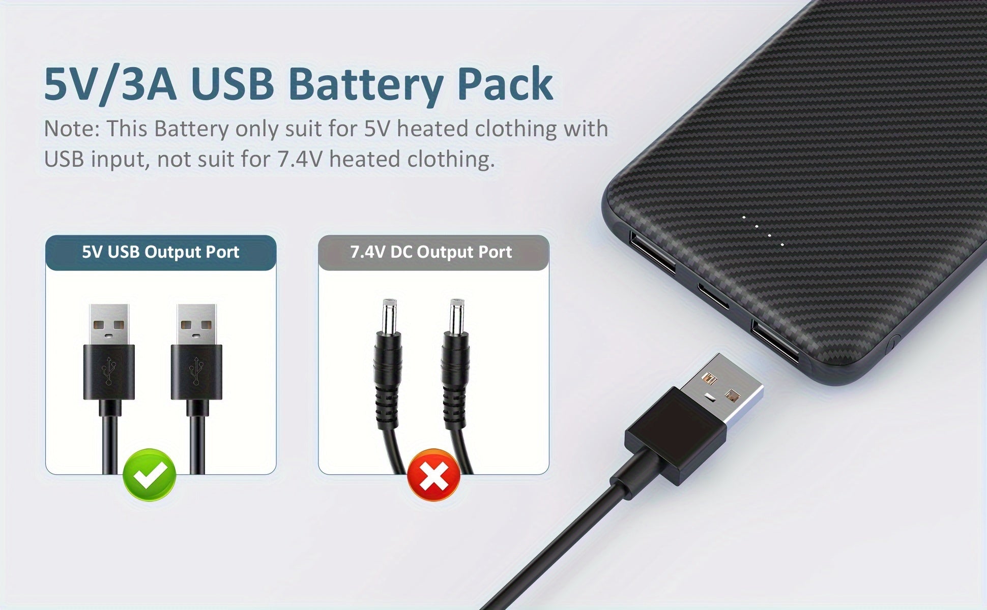 Batterie Portable 10 000 mAh USB - C – Power Bank Haute Performance pour Gilets & Vestes Chauffants | 5V/3A - L’ÂME URBAINE LIFESTYLE