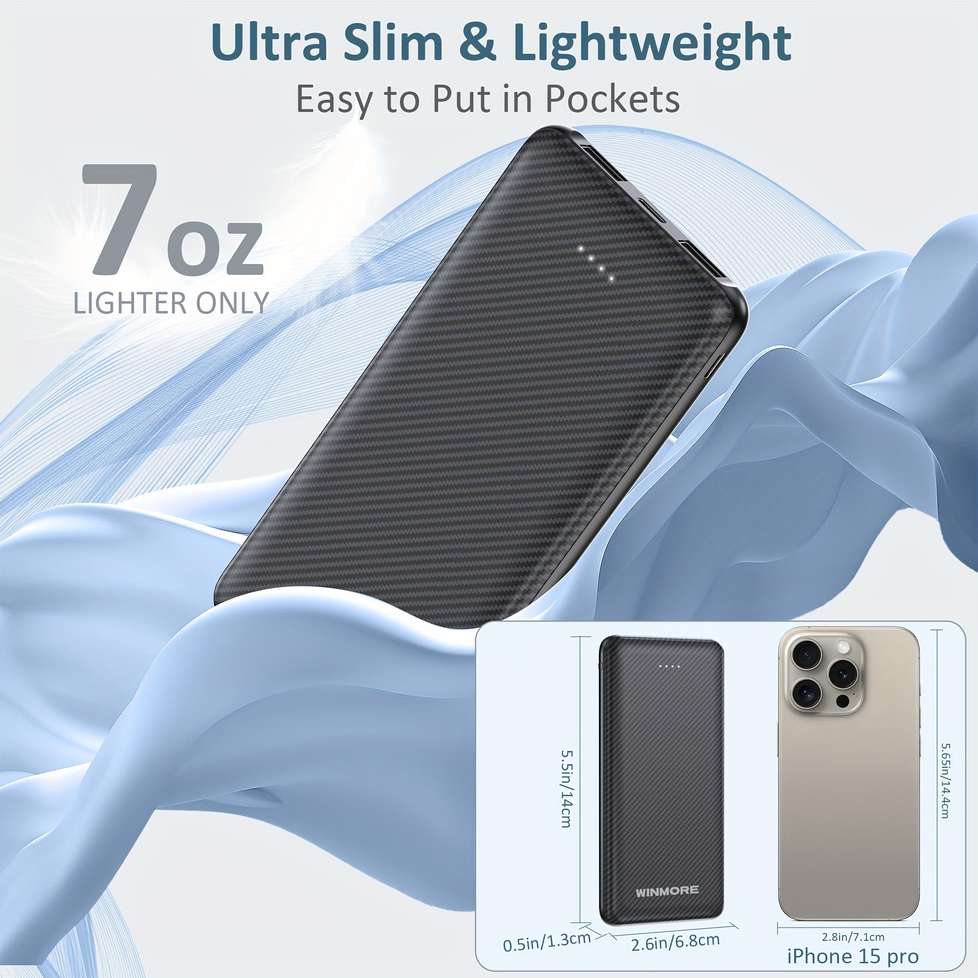 Batterie Portable 10 000 mAh USB - C – Power Bank Haute Performance pour Gilets & Vestes Chauffants | 5V/3A - L’ÂME URBAINE LIFESTYLE