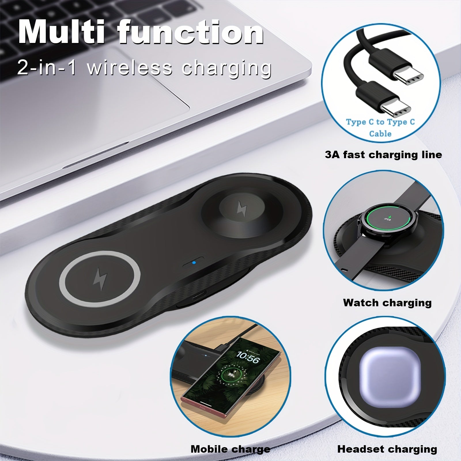 Chargeur Sans Fil Rapide 2 - en - 1 Samsung – Station Double pour Galaxy Watch, Galaxy S23/S22/S21, Buds, Z Flip & Z Fold - L’ÂME URBAINE LIFESTYLE