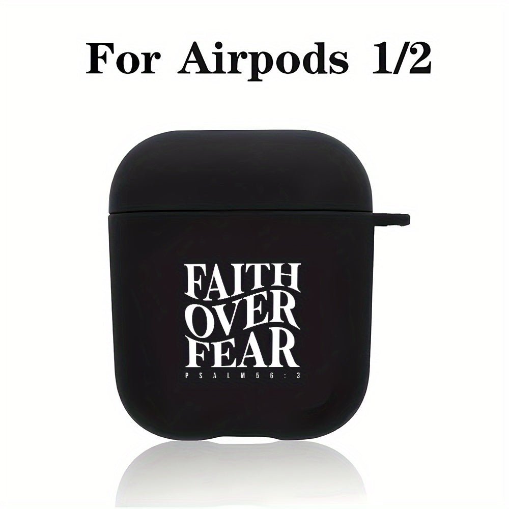 Coque AirPods “Faith Over Fear” – Étui TPU Noir & Blanc pour AirPods 1/2/3, Pro & Pro 2ᵉ Gén | Cadeau Spirituel Inspirant - L’ÂME URBAINE LIFESTYLE