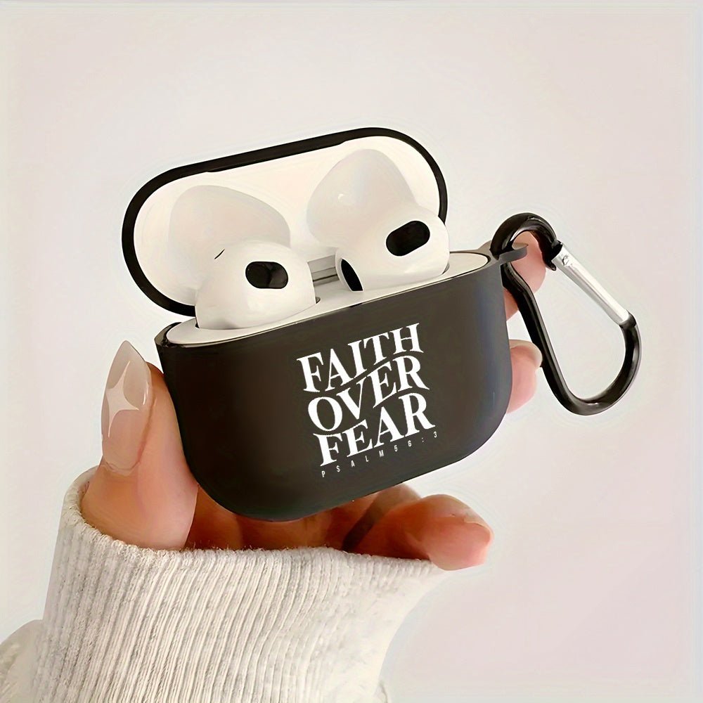 Coque AirPods “Faith Over Fear” – Étui TPU Noir & Blanc pour AirPods 1/2/3, Pro & Pro 2ᵉ Gén | Cadeau Spirituel Inspirant - L’ÂME URBAINE LIFESTYLE