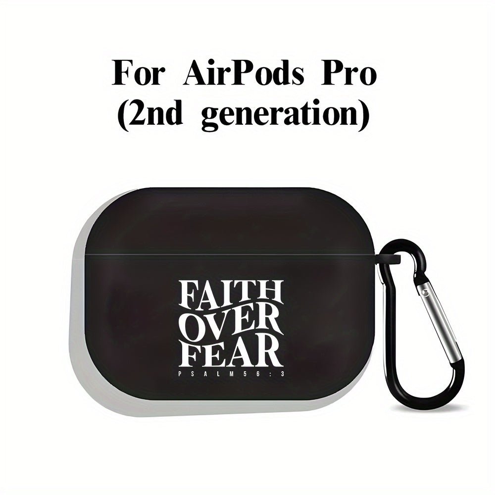 Coque AirPods “Faith Over Fear” – Étui TPU Noir & Blanc pour AirPods 1/2/3, Pro & Pro 2ᵉ Gén | Cadeau Spirituel Inspirant - L’ÂME URBAINE LIFESTYLE