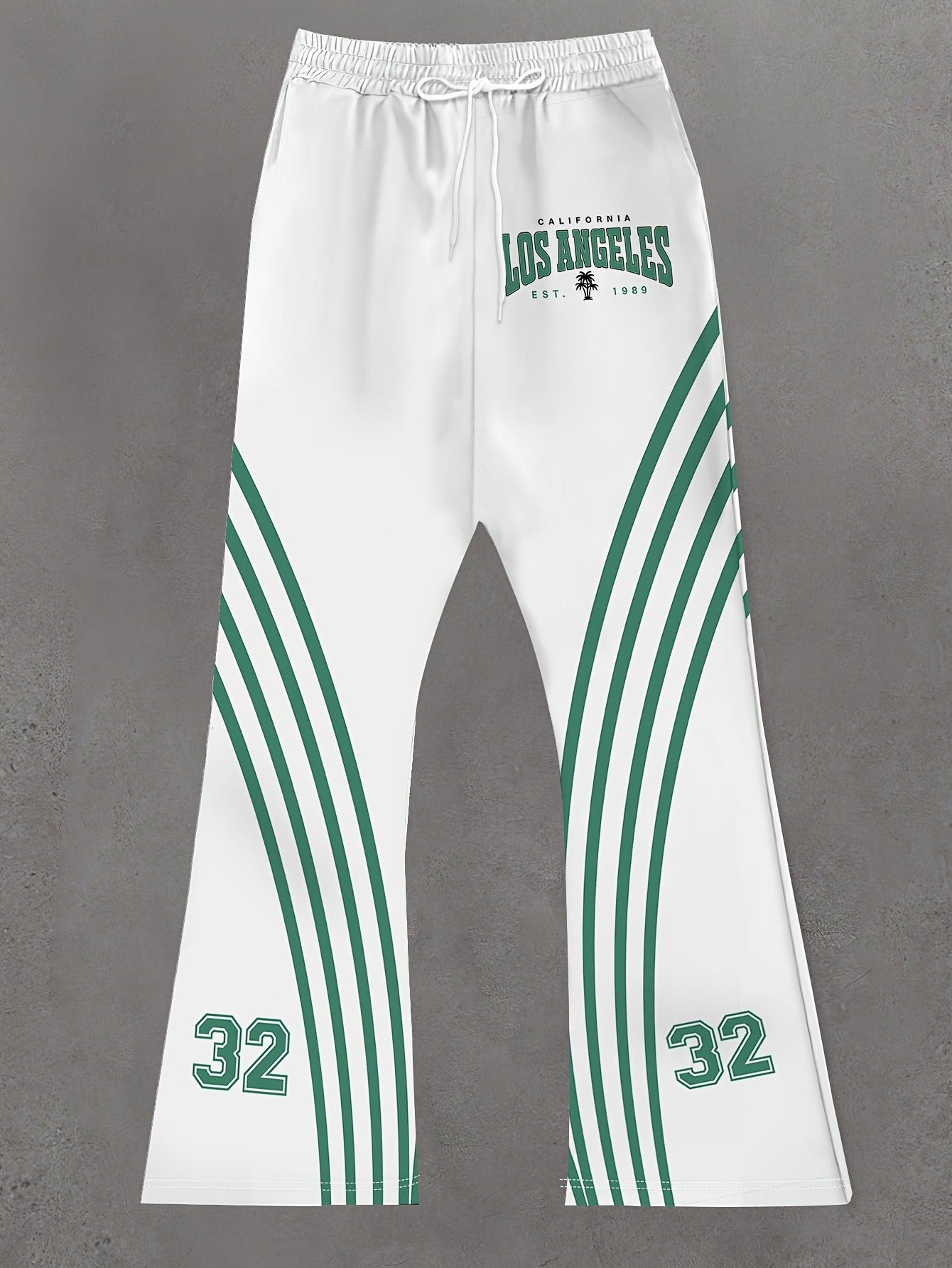 Jogger Streetwear Homme Blanc & Vert – Coupe Oversize Évasée, Imprimé 3D “32” & Blocs de Couleurs | Pantalon Casual Sport & Urbain - L’ÂME URBAINE LIFESTYLE