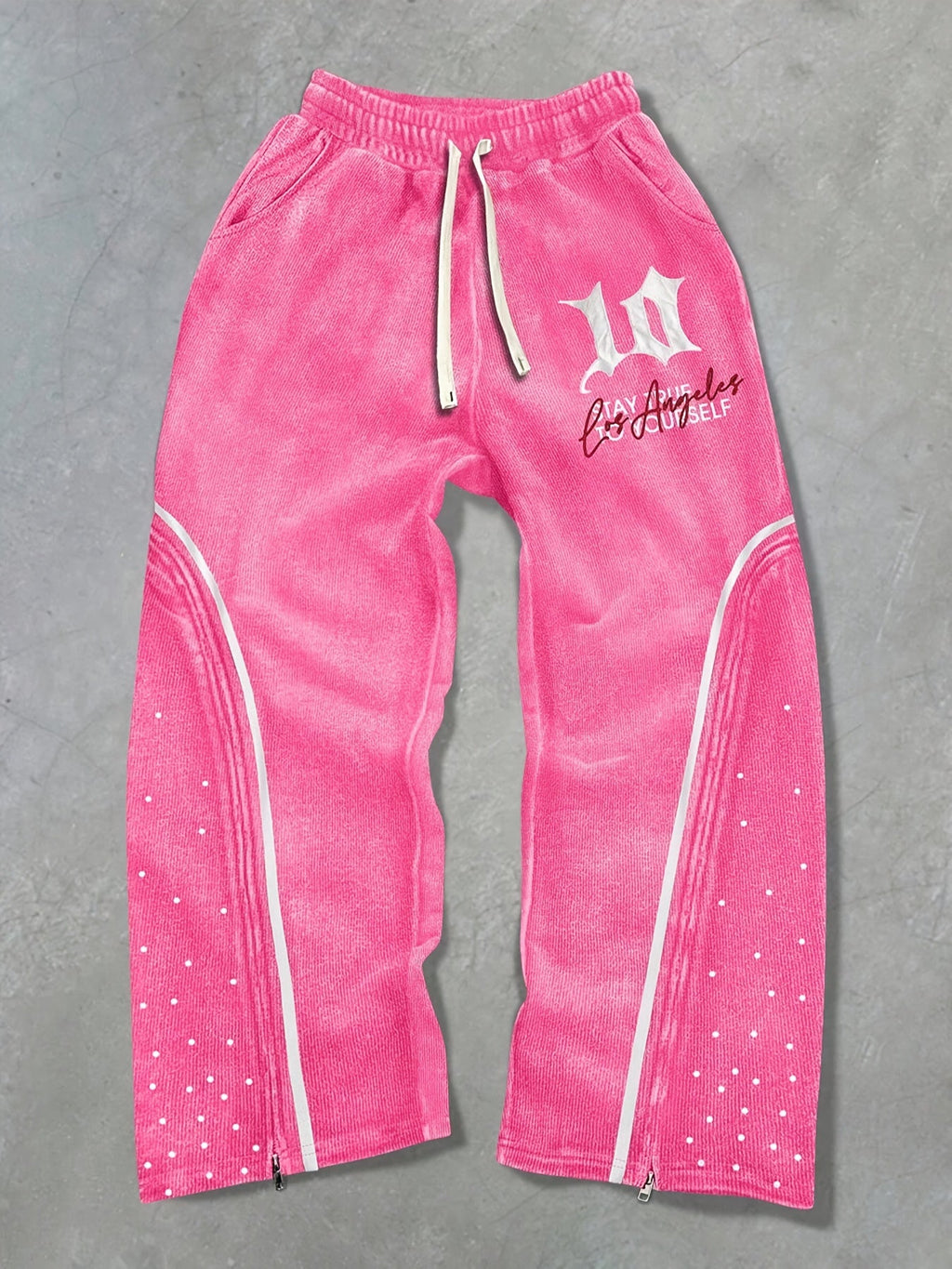 Jogger Streetwear Vintage Unisexe Rose – Taille Haute, Coupe Loose & Zip Intégral | Design Graffiti Harajuku - L’ÂME URBAINE LIFESTYLE