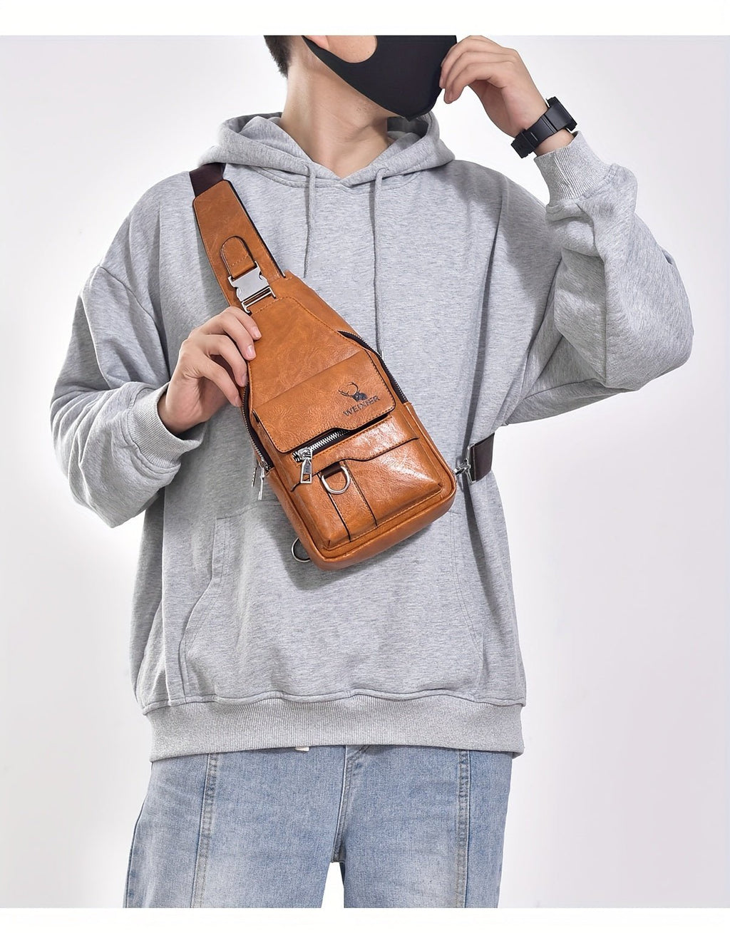 Sac Bandoulière Homme WEIXIER en Cuir PU Rétro – Durable, Résistant à l’Eau & Idéal pour Travail, Sorties & Quotidien - L’ÂME URBAINE LIFESTYLE