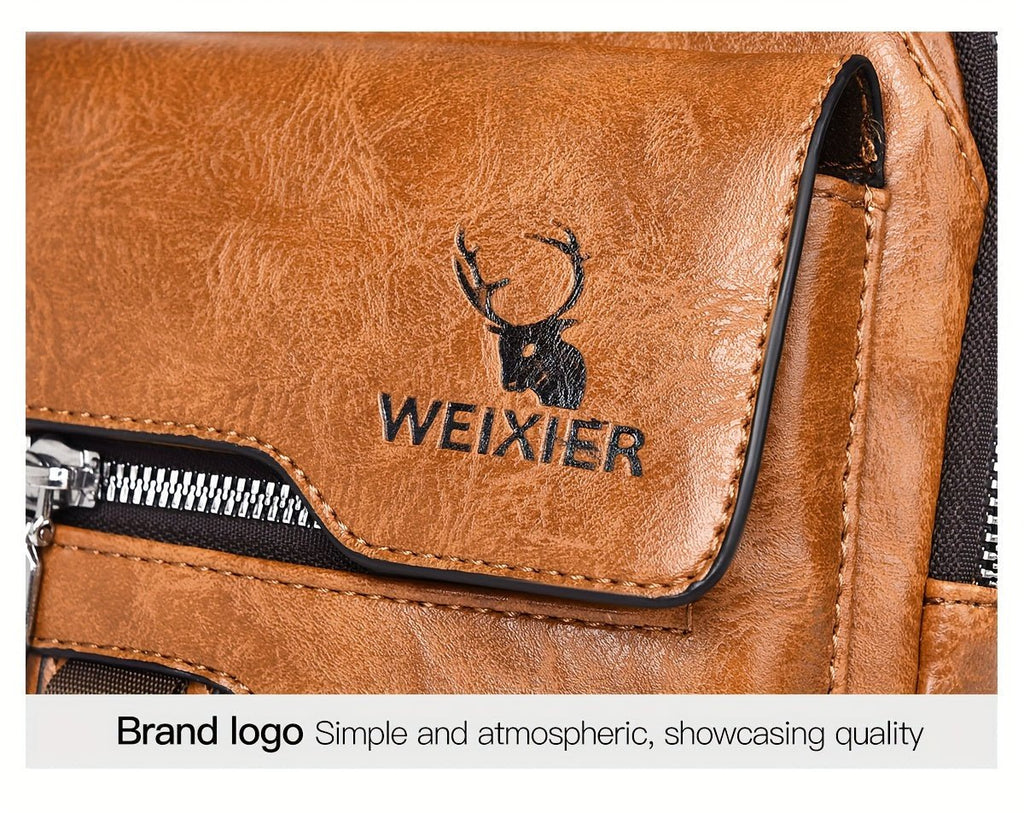 Sac Bandoulière Homme WEIXIER en Cuir PU Rétro – Durable, Résistant à l’Eau & Idéal pour Travail, Sorties & Quotidien - L’ÂME URBAINE LIFESTYLE