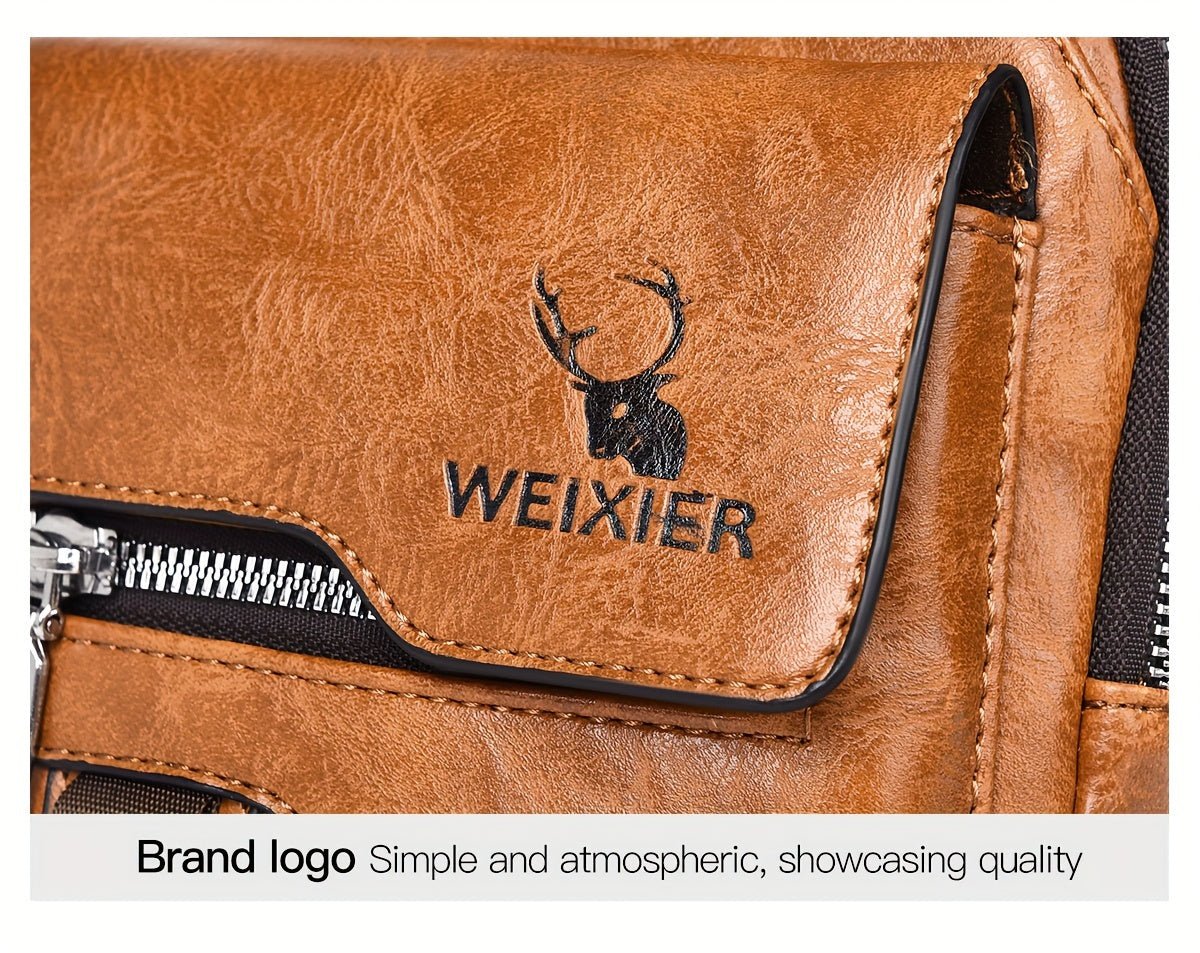 Sac Bandoulière Homme WEIXIER en Cuir PU Rétro – Durable, Résistant à l’Eau & Idéal pour Travail, Sorties & Quotidien - L’ÂME URBAINE LIFESTYLE