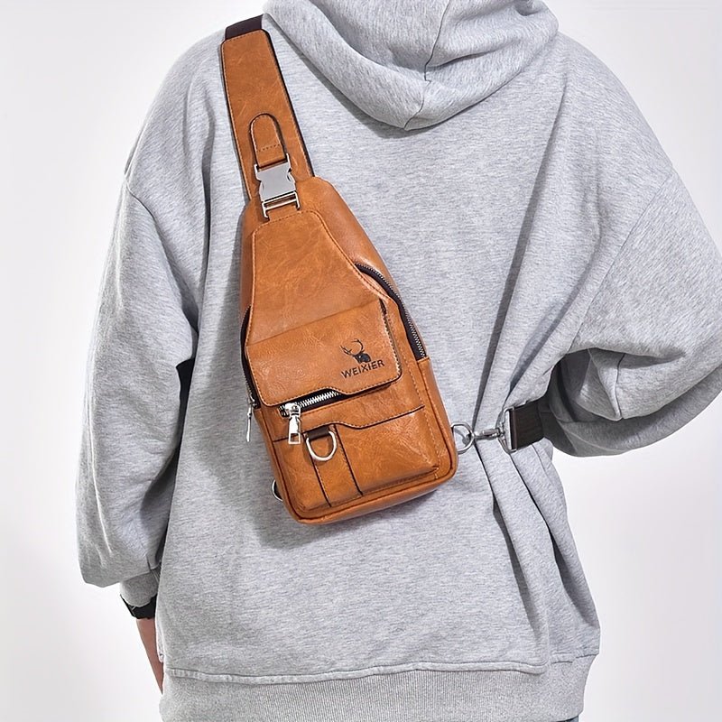Sac Bandoulière Homme WEIXIER en Cuir PU Rétro – Durable, Résistant à l’Eau & Idéal pour Travail, Sorties & Quotidien - L’ÂME URBAINE LIFESTYLE