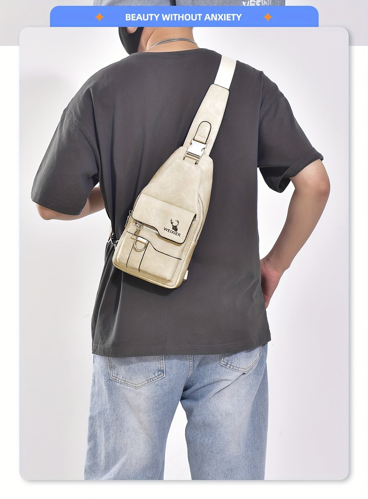 Sac Bandoulière Homme WEIXIER en Cuir PU Rétro – Durable, Résistant à l’Eau & Idéal pour Travail, Sorties & Quotidien - L’ÂME URBAINE LIFESTYLE
