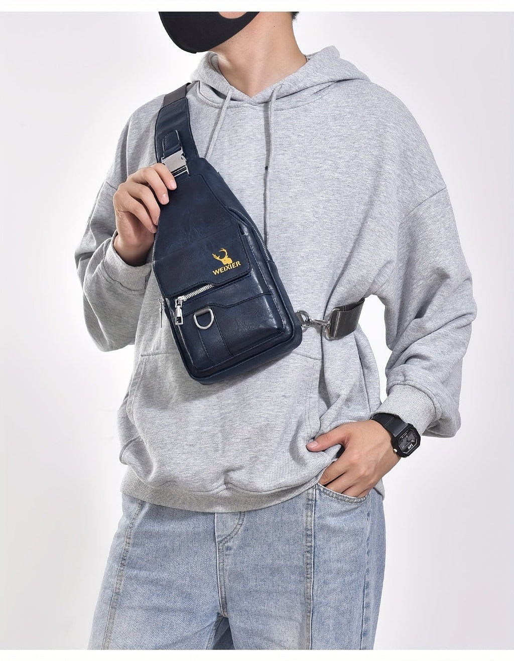 Sac Bandoulière Homme WEIXIER en Cuir PU Rétro – Durable, Résistant à l’Eau & Idéal pour Travail, Sorties & Quotidien - L’ÂME URBAINE LIFESTYLE