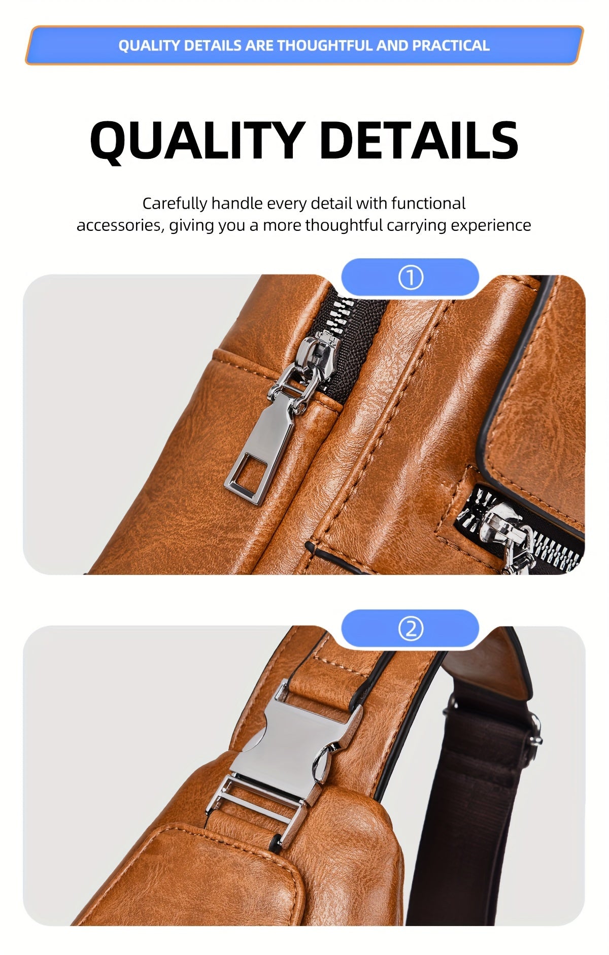 Sac Bandoulière Homme WEIXIER en Cuir PU Rétro – Durable, Résistant à l’Eau & Idéal pour Travail, Sorties & Quotidien - L’ÂME URBAINE LIFESTYLE