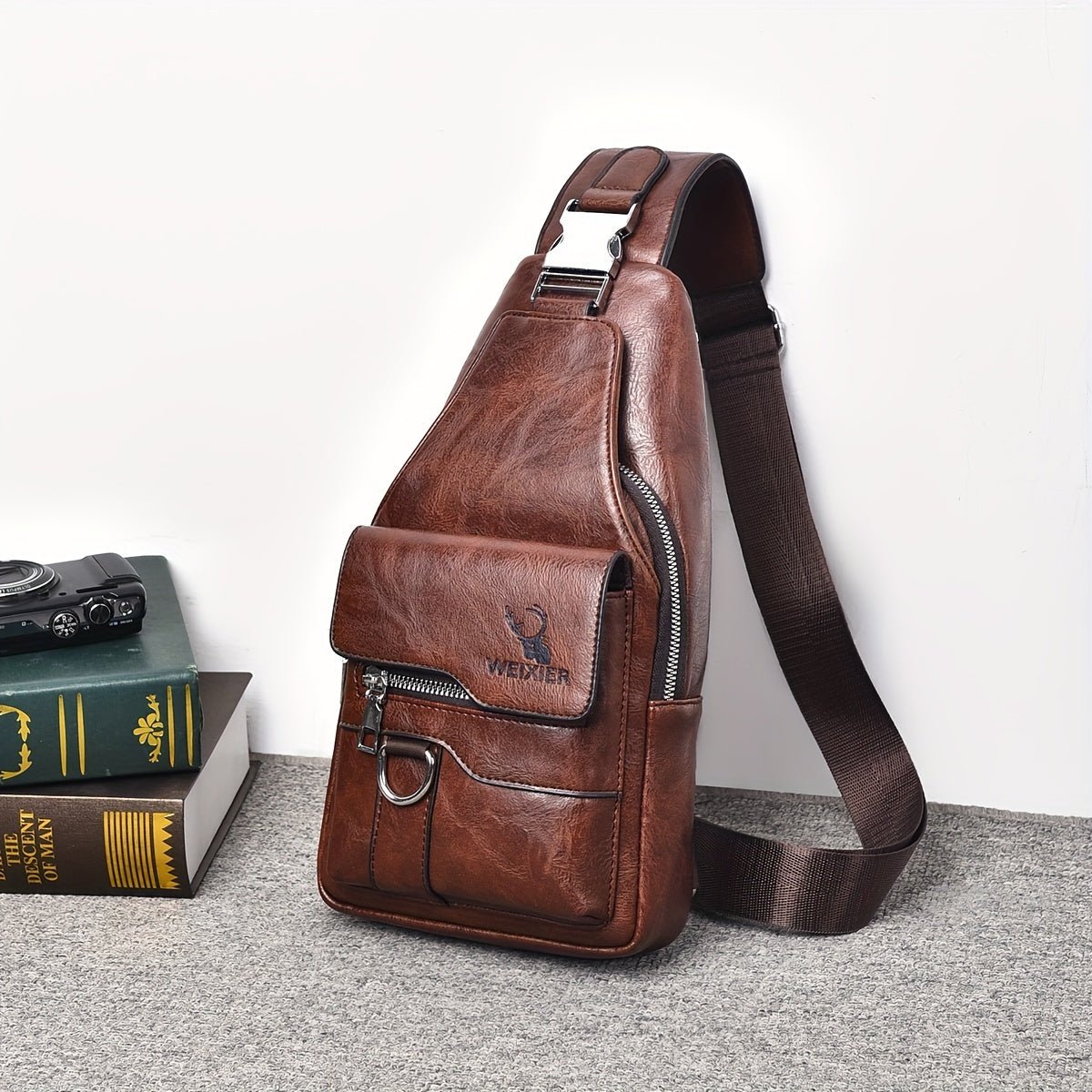 Sac Bandoulière Homme WEIXIER en Cuir PU Rétro – Durable, Résistant à l’Eau & Idéal pour Travail, Sorties & Quotidien - L’ÂME URBAINE LIFESTYLE