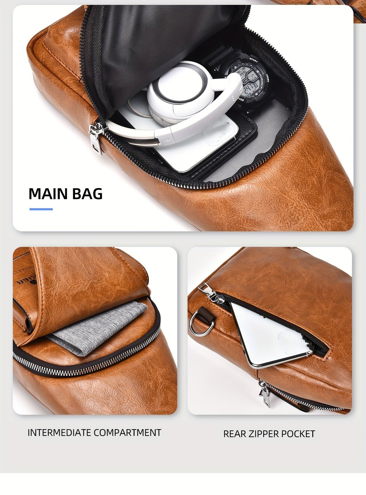 Sac Bandoulière Homme WEIXIER en Cuir PU Rétro – Durable, Résistant à l’Eau & Idéal pour Travail, Sorties & Quotidien - L’ÂME URBAINE LIFESTYLE