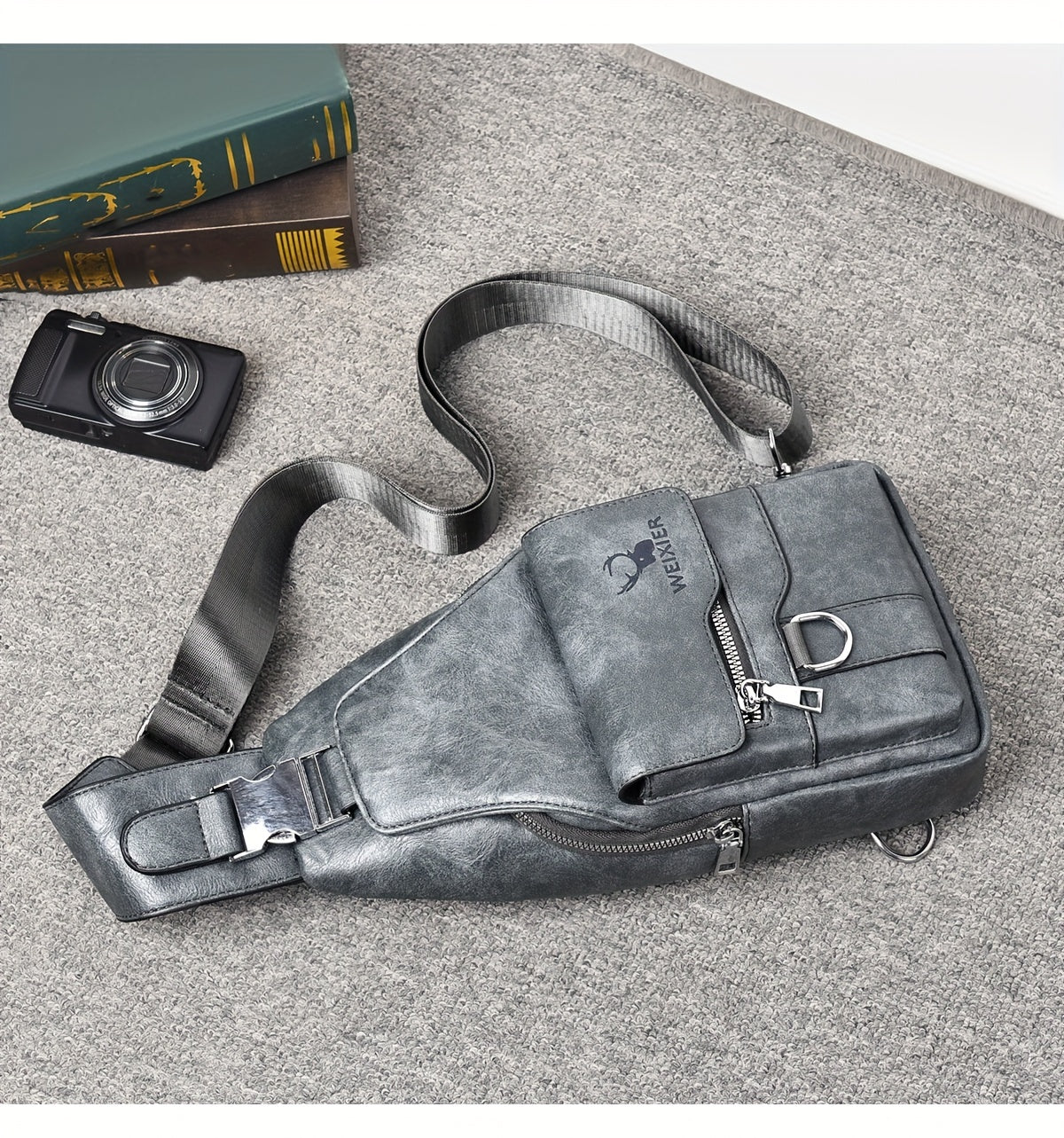 Sac Bandoulière Homme WEIXIER en Cuir PU Rétro – Durable, Résistant à l’Eau & Idéal pour Travail, Sorties & Quotidien - L’ÂME URBAINE LIFESTYLE