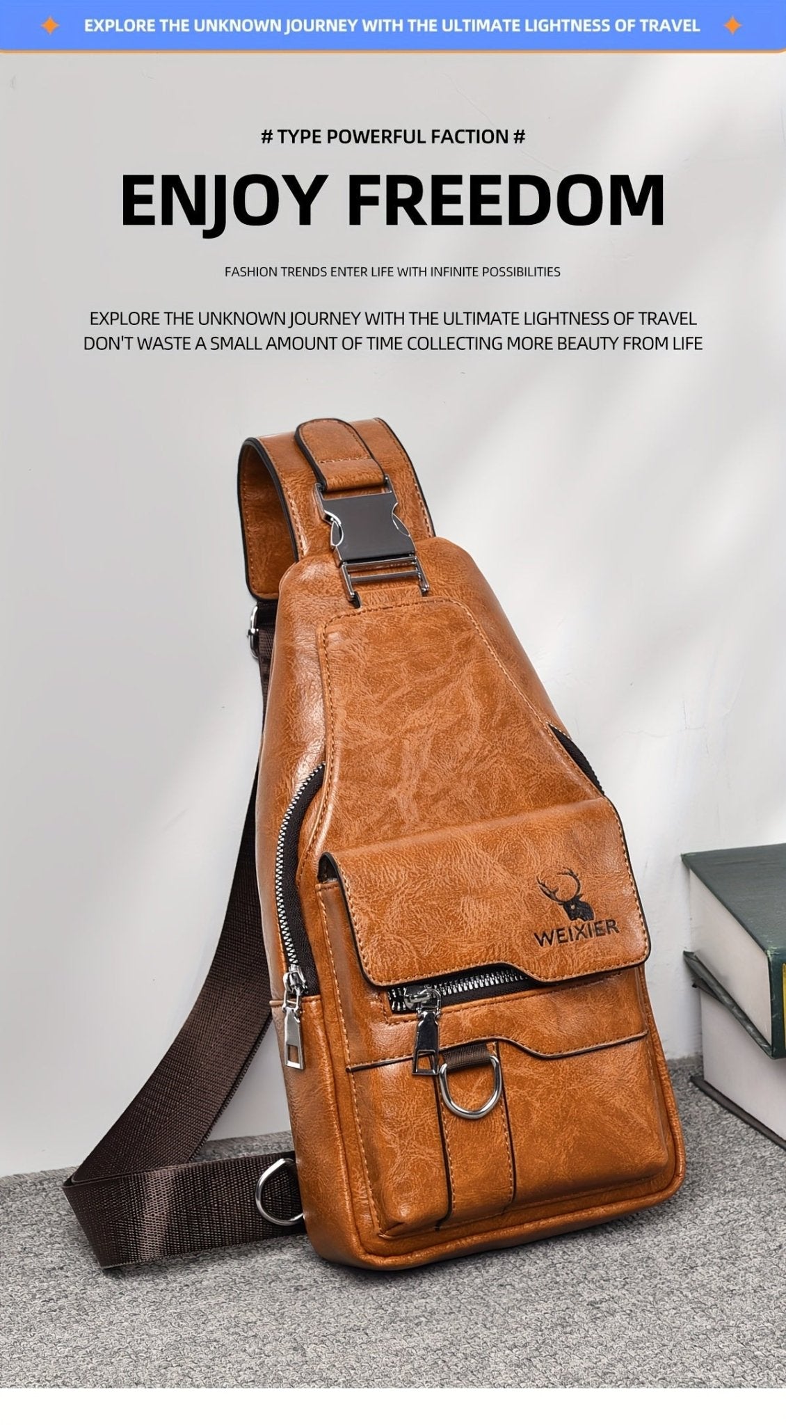 Sac Bandoulière Homme WEIXIER en Cuir PU Rétro – Durable, Résistant à l’Eau & Idéal pour Travail, Sorties & Quotidien - L’ÂME URBAINE LIFESTYLE