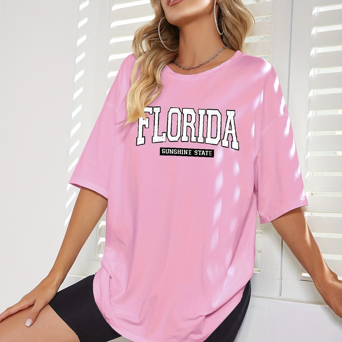 T-Shirt Oversize Femme à Imprimé Lettres – Col Rond, Manches Courtes & Style Streetwear Casual | Confort & Tendance - L’ÂME URBAINE LIFESTYLE