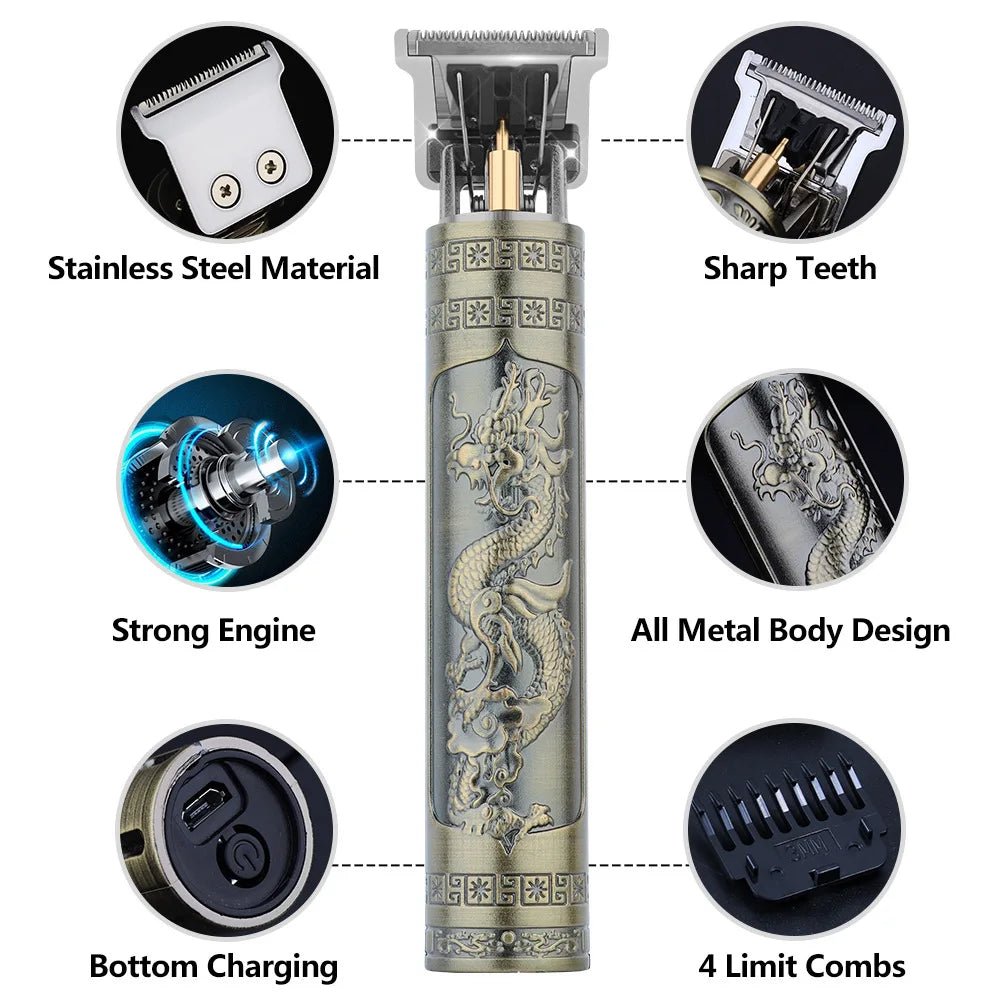 Tondeuse Professionnelle Rétro T9 – Kit de Coupe & Rasage Sans Fil - L’ÂME URBAINE LIFESTYLE